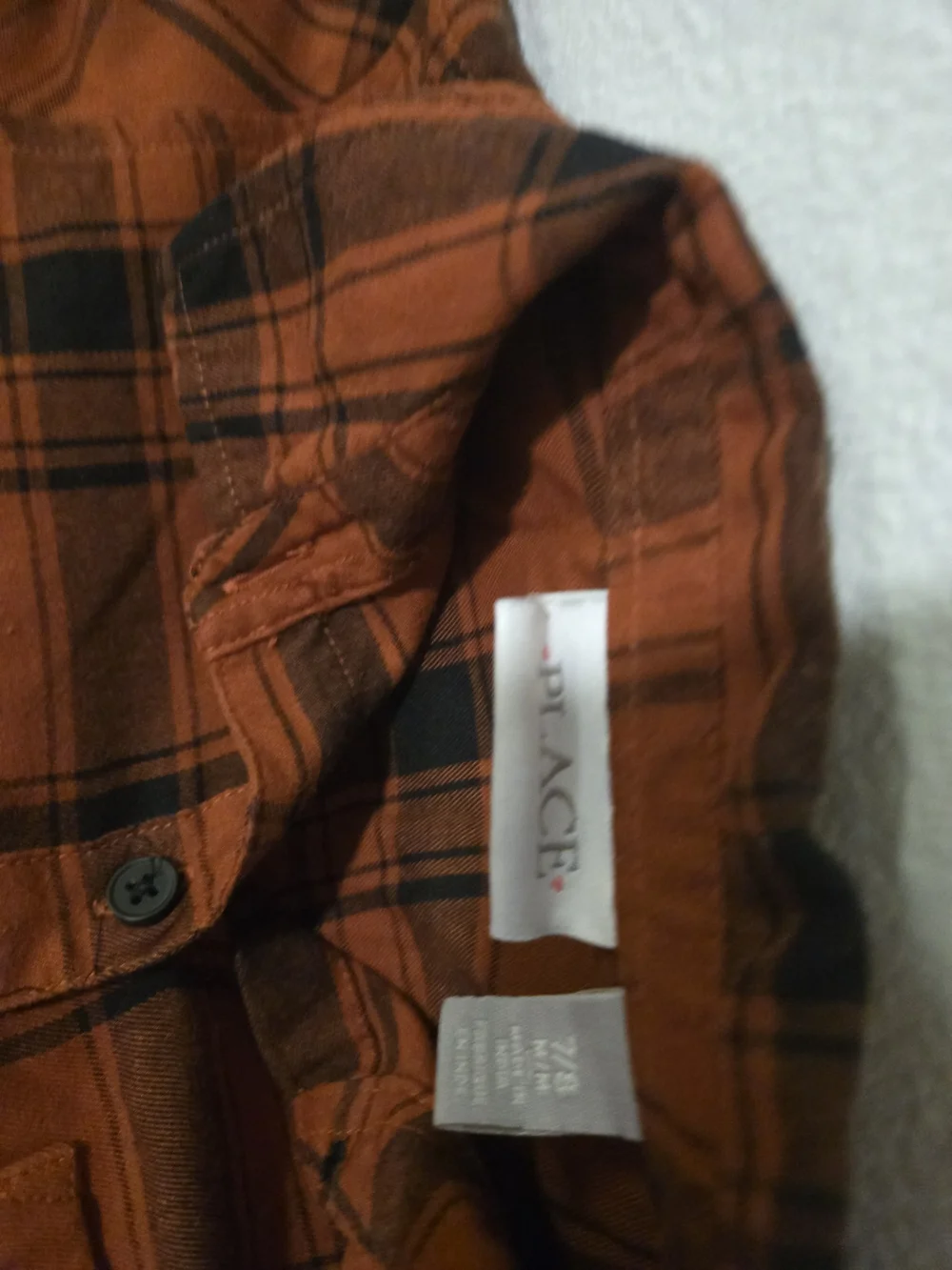 Children's Place Girls Orange Plaid Button-Up Shirt